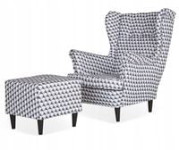 fotel uszak ari print z podnóżkiem skandynawski family meble patchwork