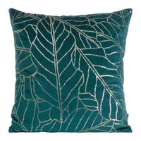 POSZEWKA WELWET VELUR NADRUK LIŚCIE 45X45 TURKUS