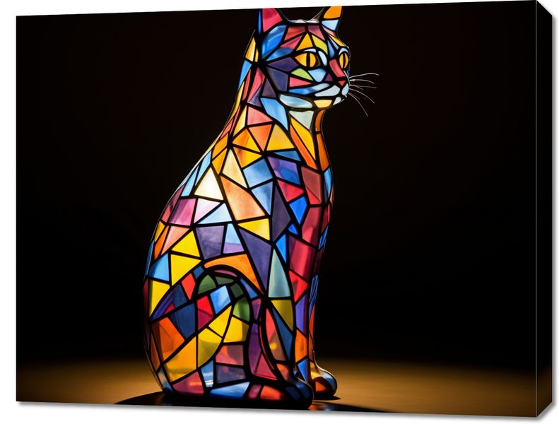 Obraz 90x70cm Koci Witraż zdjęcie 1