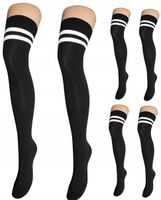 ZAKOLANÓWKI 3-PARY ZESTAW BAWEŁNIANE CZARNE Z PASKAMI KRYJĄCE DAMSKIE 39-41