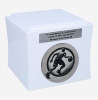 Urna na prochy z motywem koszykówki Biały / Wzór1 / Tabliczka