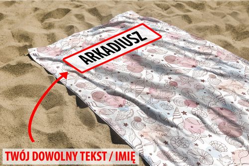 RĘCZNIK Muszelki z twoim dowolnym tekstem 200x70cm 049K na Arena.pl