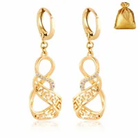 ZŁOTE KOLCZYKI ZE STALI CHIRURGICZNEJ Z CYRKONIAMI PREZENT DLA KOBIETY MAMY