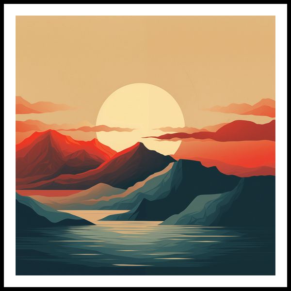 Plakat 100x100cm Zachód Słońca nad Górami zdjęcie 3