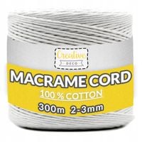 Sznurek do makramy bawełniany 3mm 300m biały