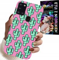 ETUI DO SAMSUNG GALAXY A21s - KAKTUSY, KAKTUS NA RÓŻOWYM TLE + FOLIA