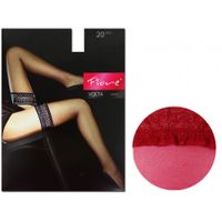 Pończochy samonośne gładkie matowe koronka Red 2