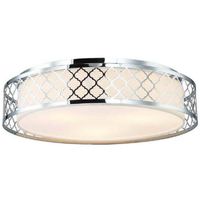 Plafon LAMPA okrągła CAVALLI CROMO Orlicki Design sufitowa OPRAWA abażurowa w stylu klasycznym we wzory kremowy chrom