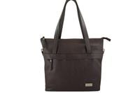 Torebka skórzana shopper na ramię - Brązowa ciemna