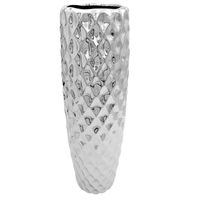 WAZON NA KWIATY SREBRNY DUŻY FLAKON CERAMICZNY DEKORACYJNY NOWOCZESNY 44cm