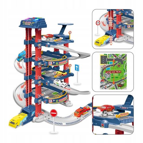 Parking garaż samochodowy zabawka z windą elektryczną zjeżdżalnia dla autek na Arena.pl