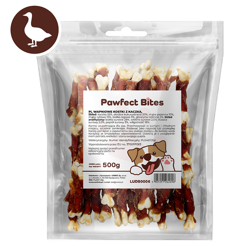 Przysmaki dla psa kostki owinięte kaczka kostka wapienna 500g PAWFECT BITES na Arena.pl