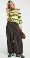 PIECES Zielony sweter w paski Fire & Glory S