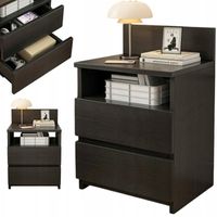 SZAFKA NOCNA STOLIK 40CM SYPIALNIA KOMODA 2 SZUFLADY CZARNA LOFT