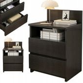 SZAFKA NOCNA STOLIK 40CM SYPIALNIA KOMODA 2 SZUFLADY CZARNA LOFT