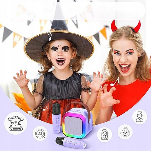 PRZENOŚNY ZESTAW DO KARAOKE LED IDEALNY PREZENT Z 2SZT MIKROFON na Arena.pl