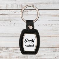 Brelok z czarnej skóry i metalu z Twoim zdjęciem