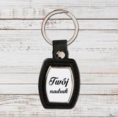 Brelok z czarnej skóry i metalu z Twoim zdjęciem