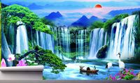 Fototapeta ZACHÓD SŁOŃCA W GÓRACH WODOSPAD 390x280