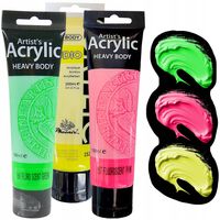 2 x Zestaw 3 farb akrylowych fluorescencyjnych HEAVY BODY Phoenix gęste 3x1