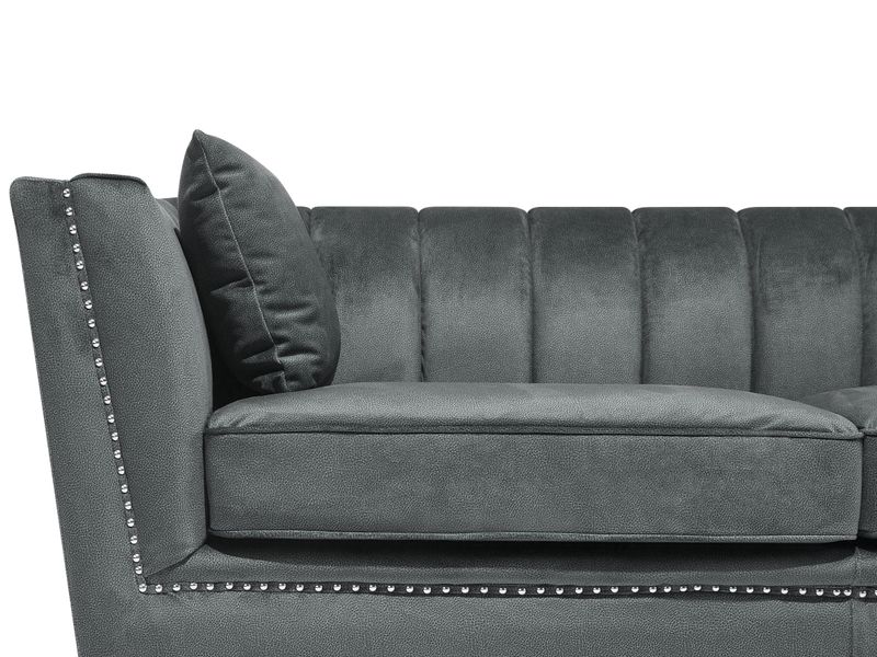 Sofa 2-osobowa welurowa szara GAULA zdjęcie 7