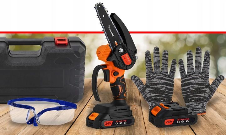 Piła Łańcuchowa Akumulatorowa 6" Do Gałęzi Drewna 2x Akumulator Wydajna zdjęcie 3