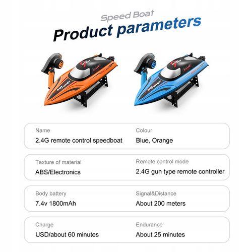 Zdalnie sterowana łódź Outdoor Toy Boat 2.4g 40km/h niebieski na Arena.pl