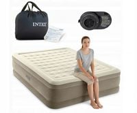 Materac dmuchany Intex dwuosobowy 203x152x46cm wysoki PREMIUM pompka