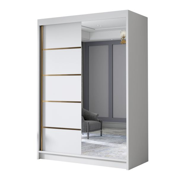 Szafa przesuwna LUNGO III 120-pojemna garderoba-BIAŁY zdjęcie 1