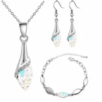 Komplet Kropla Oceanu 4 kolory kr. Swarovski sreb