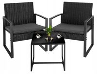 ZESTAW MEBLI OGRODOWYCH STOLIK KRZESŁA KOMPLET NA TARAS BALKON + PODUSZKI