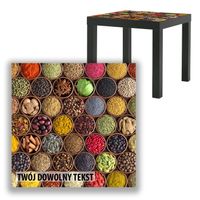 BLAT SZKLANY IKEA LACK Przyprawy w miseczkach z Twoim napisem 55x55cm 101b