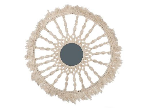 Lustro Ścienne Ø 55 Cm Beżowe Sinnar na Arena.pl