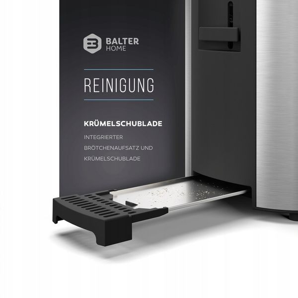 TOSTER OPIEKACZ BALTER 4 TOSTY 1500 W ROZMRAŻANIE SREBNY INOX zdjęcie 5