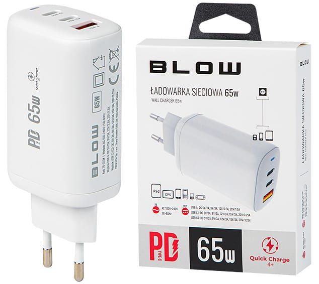 Ładowarka sieciowa gniazdo USB + USB-C x2 65W zdjęcie 1