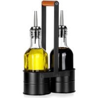 Butelki na oliwę i ocet szklane w stojaku 2x150 ml 3 el.