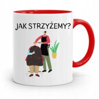 Kubek Czerwony Fryzjera Jak Strzyżemy? Prezent Z Nadrukiem Ze Zdjęciem