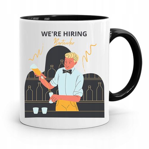 Kubek Czarny Barmana We Are Hiring Prezent Z Nadrukiem Ze Zdjęciem na Arena.pl