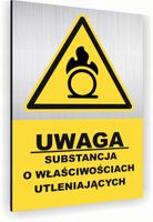 Tabliczka znak informacyjny 20x15 Srebrna SUBSTANCJA UTLENIAJĄCA SIĘ Dibond