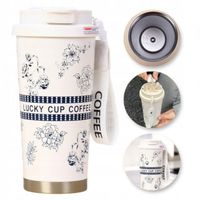 Kubek Termiczny Z Uchwytem I Ustnikiem, Przenośny 550 ml Biały