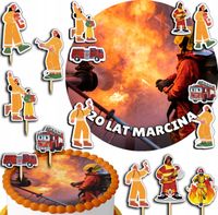 ZESTAW OPŁATEK NA TORT 20CM + TOPPERY PAPIEROWE - STRAŻAK STRAŻ 15CM 18CM