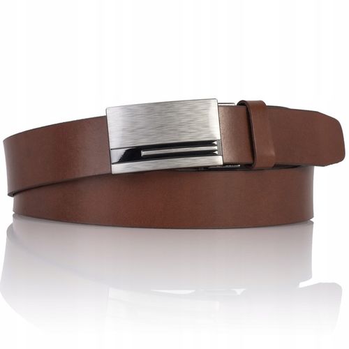 Pasek SKÓRZANY męski Klamra automat BRĄZOWY spodni na Arena.pl