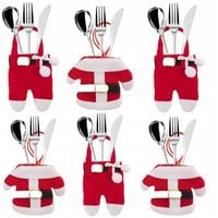 POKROWIEC ETUI NA SZTUĆCE ŚWIĄTECZNE UBRANKO SPODNIE I KURTKA 6SZT. KOMPLET