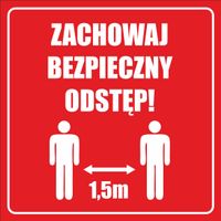 NAKLEJKA ostrzegawcza Zachowaj bezpieczny odstęp