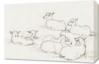 Obraz 60x40cm Sześć Owiec, Jean Bernard Vintage do Salonu