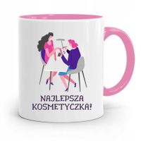 Kubek Różowy Dla Kosmetyczki Najlepsza Kosmetyczka Z Nadrukiem Ze Zdjęciem