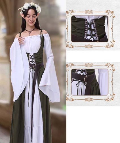 SUKIENKA ŚREDNIOWIECZNA SUKNIA DAMA DWORU RENESANSOWA Opaska +Pasek M/L BAL na Arena.pl