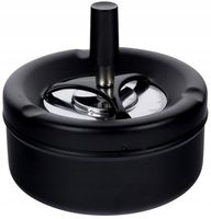 POPIELNICZKA METALOWA OBROTOWA BEZDYMNA ZAMYKANA 11cm CZARNA kręcona