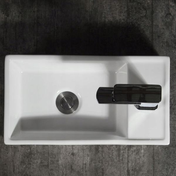 PROSTOKĄTNA ELEGANCKA UMYWALKA NABLATOWA CERAMICZNA BIAŁA Z POŁYSKIEM zdjęcie 5