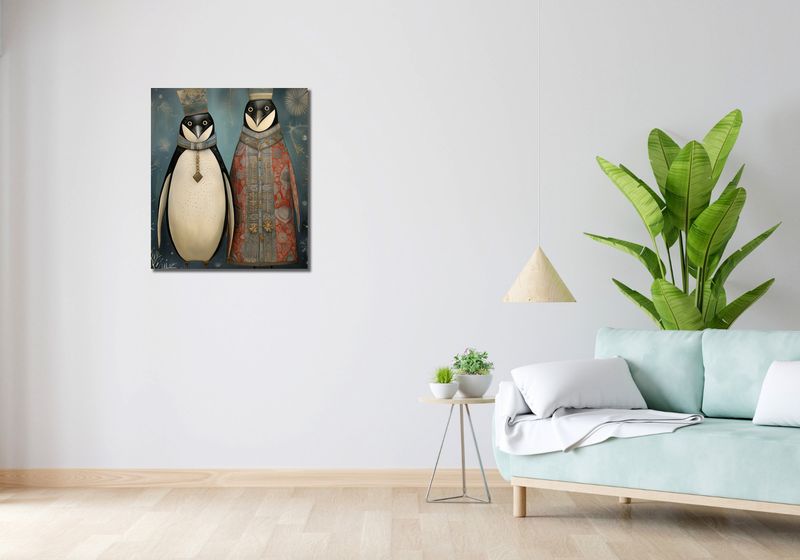 Obraz 60x70cm Królewskie Pingwiny zdjęcie 2